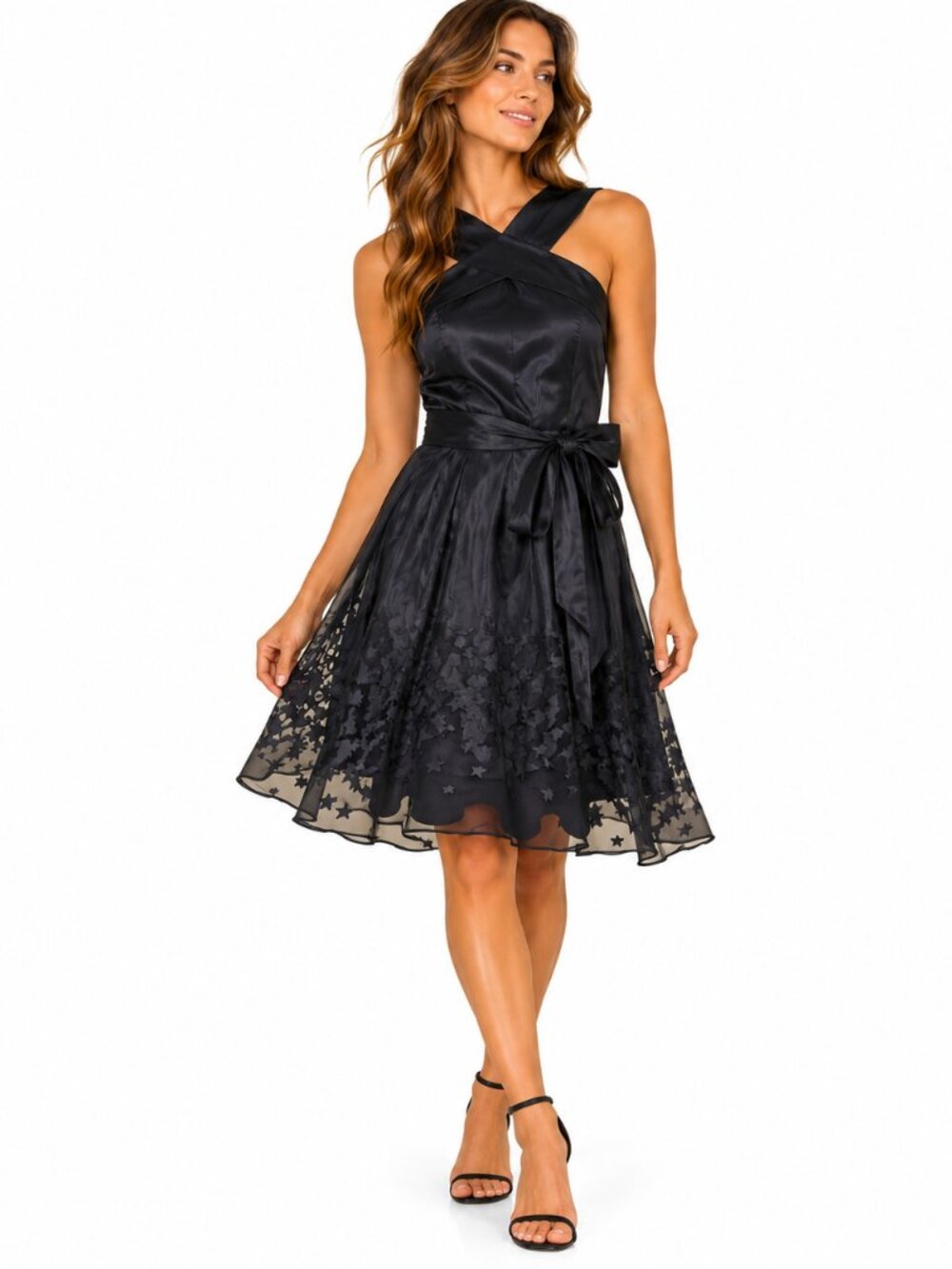 Rachel Roy Whimsigoth Celestial Mini Dress 4 Black Star Mesh Tie Fairy Grunge